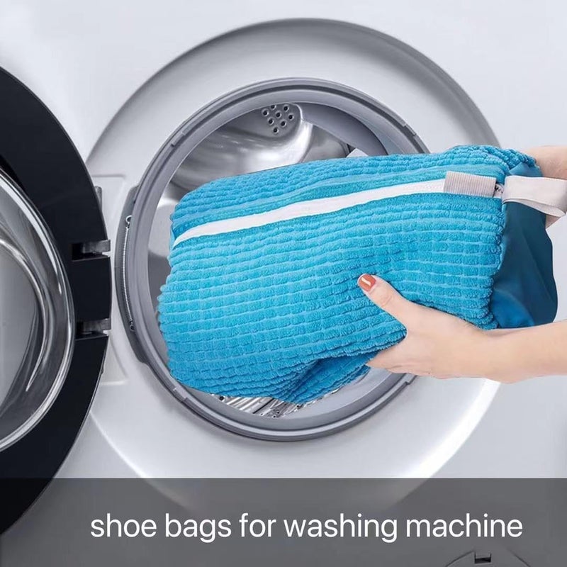 Fachoige Shoe Washing Machine Bag, Shoe Laundry Bags for Washing Machine, 2 Pcs Snkear Shoe Washing Bag, Laundry Shoe Bag for Washer and Dryer, Reusable Shoe Washing Bags (Blue) - Image 3